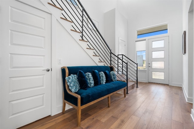 foyer with wood-type flooring