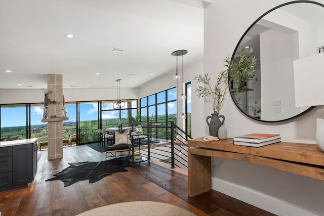 interior space featuring dark hardwood / wood-style floors