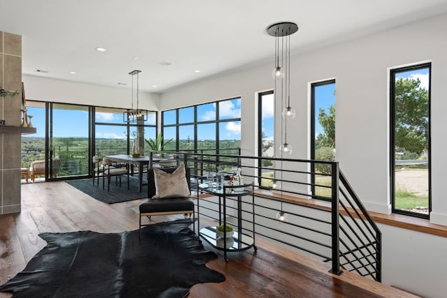 interior space with hardwood / wood-style floors