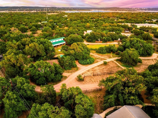 view of aerial view at dusk