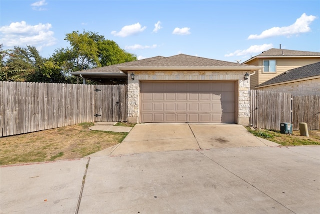 exterior space with a garage