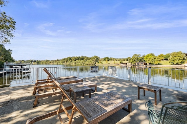 view of dock featuring a water view