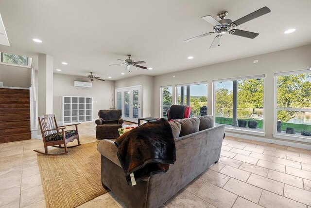 living room featuring a wall mounted AC