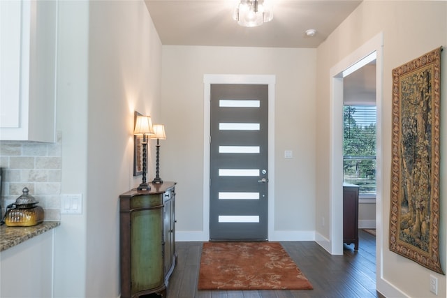 entrance foyer with dark hardwood / wood-style floors