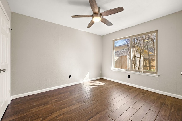 4910 Pelham Dr, Austin, TX 78727 - unfurnished room with ceiling fan and dark wood-type flooring