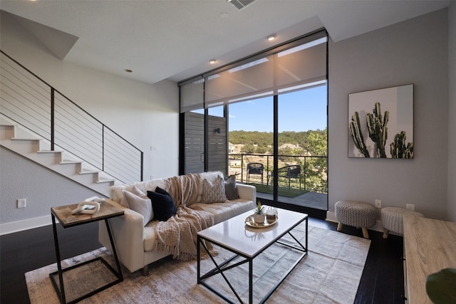 living room featuring light hardwood / wood-style flooring