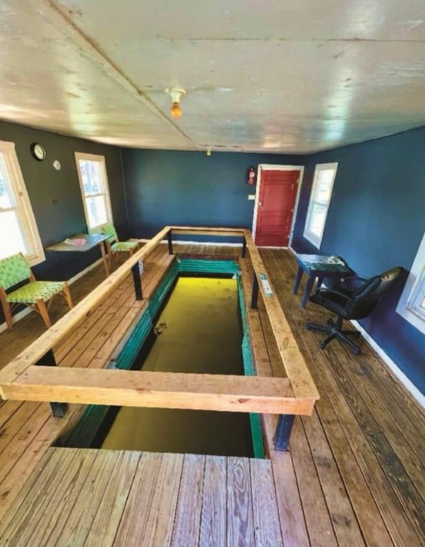 recreation room featuring hardwood / wood-style flooring and a wealth of natural light