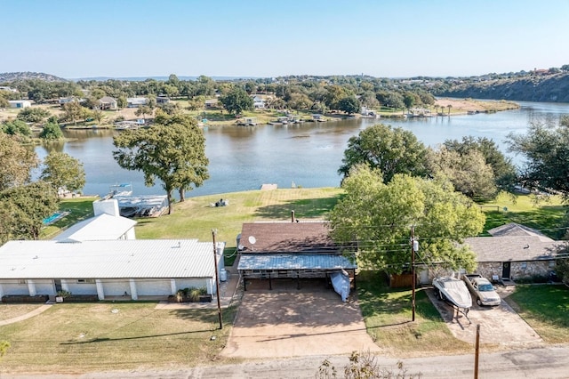 bird's eye view featuring a water view