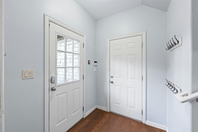 entryway with dark hardwood / wood-style floors