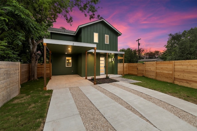 view of front of home with a patio area