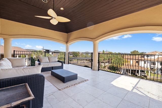 view of patio / terrace featuring outdoor lounge area and ceiling fan