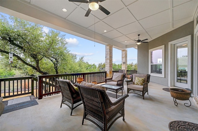 view of patio / terrace featuring an outdoor hangout area and ceiling fan