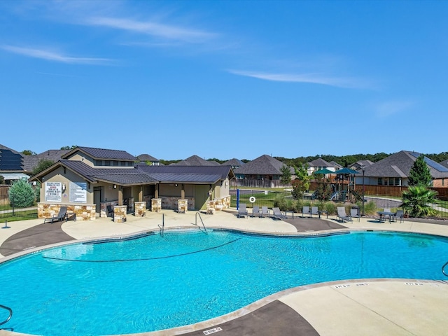 view of pool featuring a patio area