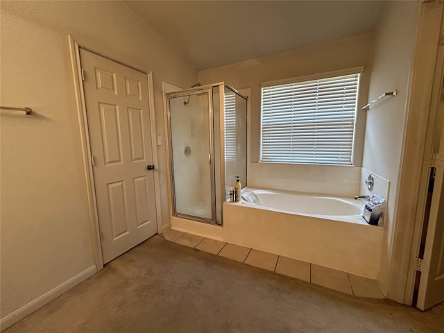 bathroom with independent shower and bath