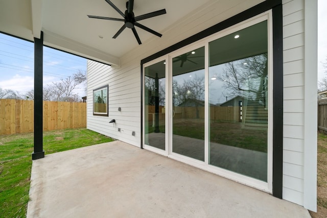 view of patio / terrace with ceiling fan