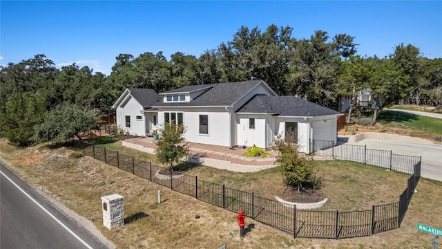 view of front of home with a front yard