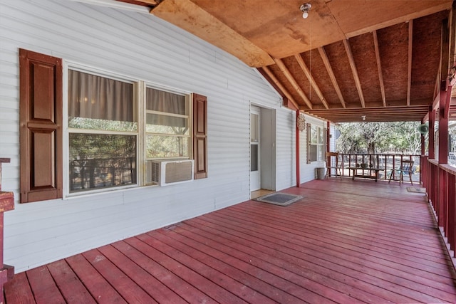 wooden terrace with cooling unit