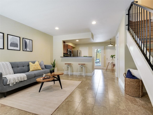 view of tiled living room