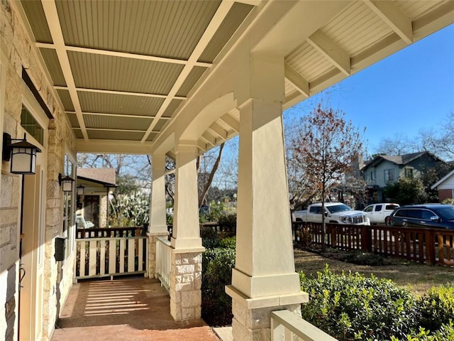 view of patio featuring covered porch