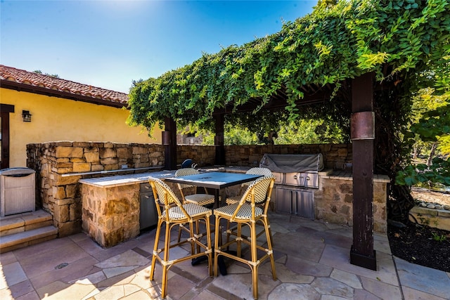 view of patio featuring a grill and exterior kitchen