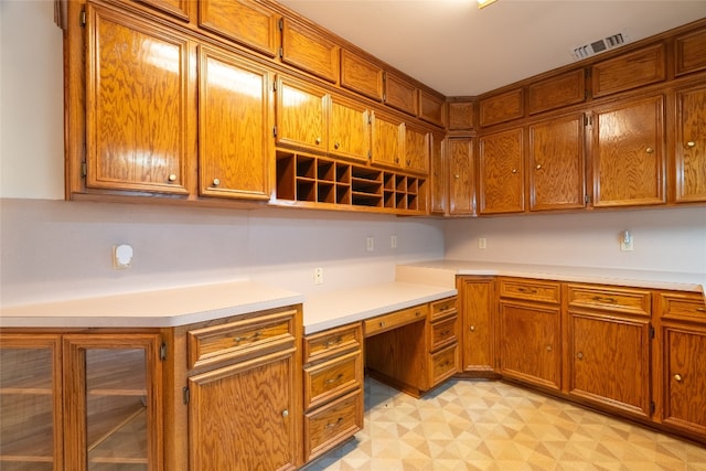 kitchen with built in desk