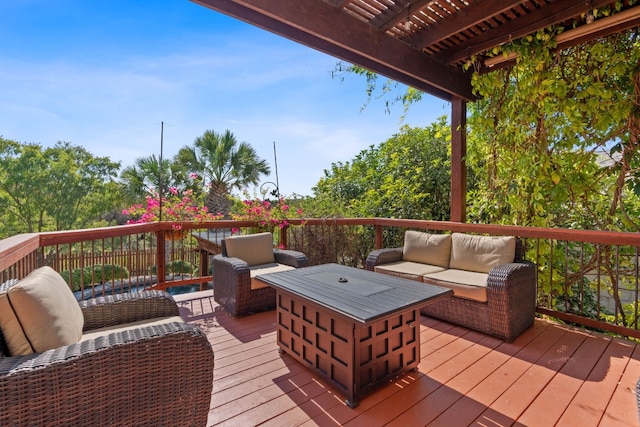 deck with an outdoor living space