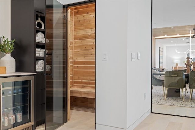 bathroom with wine cooler