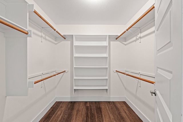 walk in closet featuring dark hardwood / wood-style floors