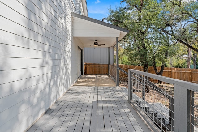 110 E Holland St, San Marcos, TX 78666 - wooden terrace featuring ceiling fan