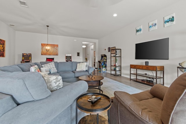 living room featuring light hardwood / wood-style floors