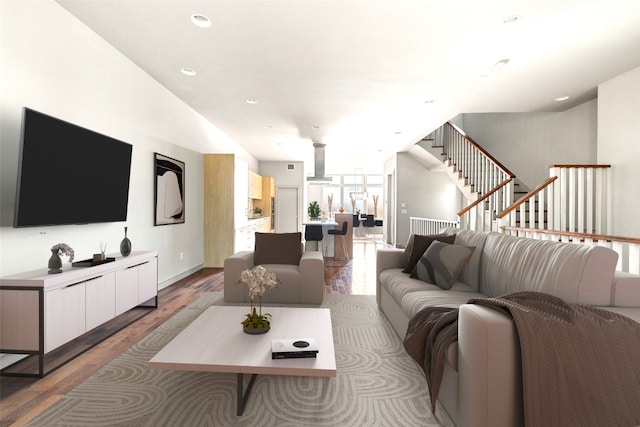 living room with hardwood / wood-style floors