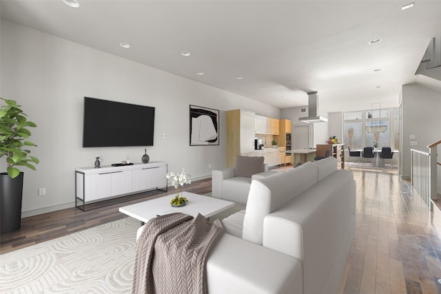 living room featuring wood-type flooring