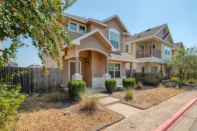 craftsman-style house featuring a balcony