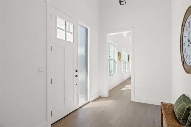 foyer with light wood-type flooring