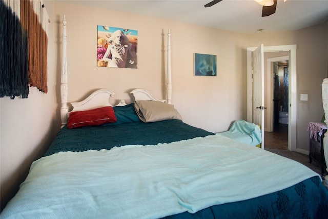 bedroom featuring ceiling fan