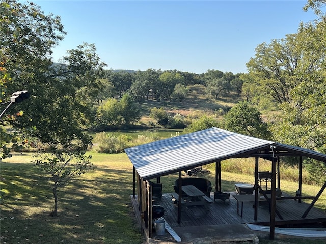 exterior space with a gazebo and a yard