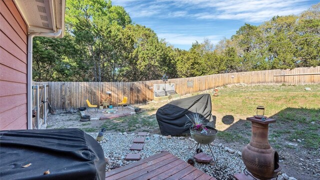 view of yard featuring a fenced backyard