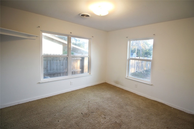 unfurnished room with plenty of natural light and carpet flooring