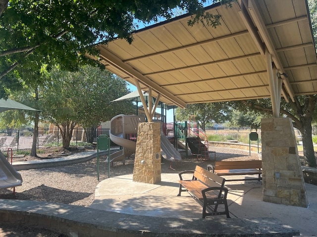 view of patio with a playground