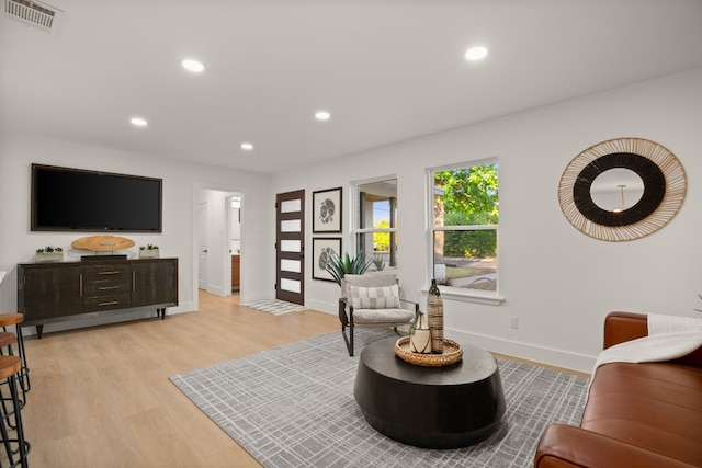 living room featuring light hardwood / wood-style floors