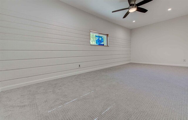 110 W Saint Johns Ave, Austin, TX 78752 - spare room with baseboards, ceiling fan, carpet flooring, and recessed lighting