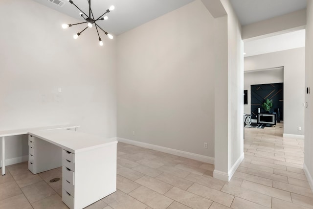 interior space featuring an inviting chandelier