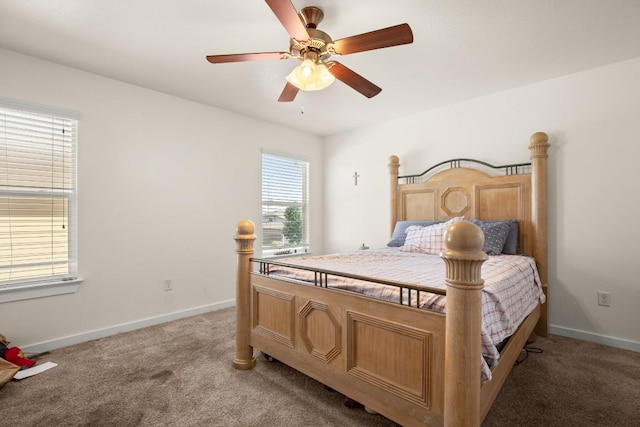 bedroom with carpet flooring and ceiling fan