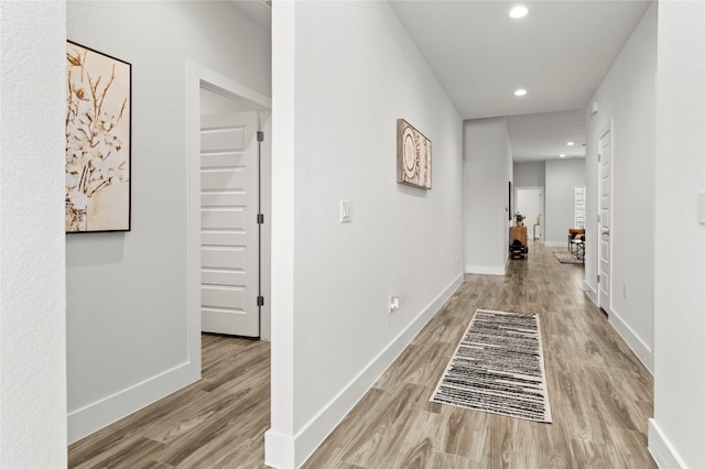 hall featuring light wood-type flooring