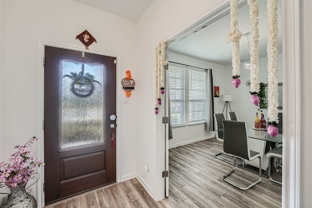 foyer entrance featuring light wood-type flooring