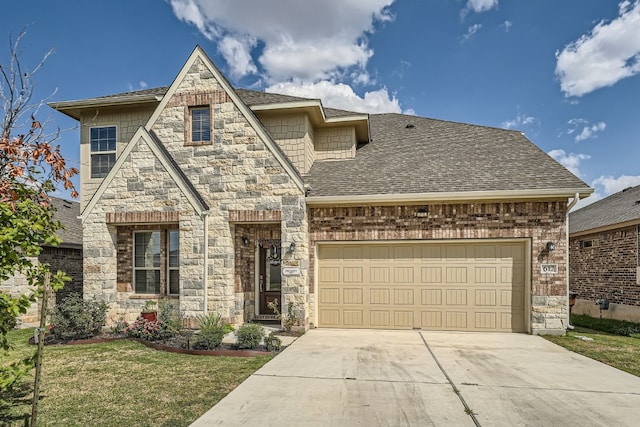 view of front of home with a garage and a front yard