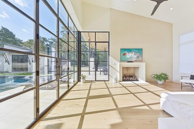 501 Delayne Dr, Austin, TX 78737 - sunroom with a fireplace and a ceiling fan