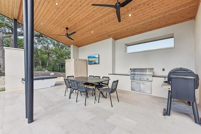 501 Delayne Dr, Austin, TX 78737 - view of patio / terrace with a ceiling fan, grilling area, and outdoor dining area