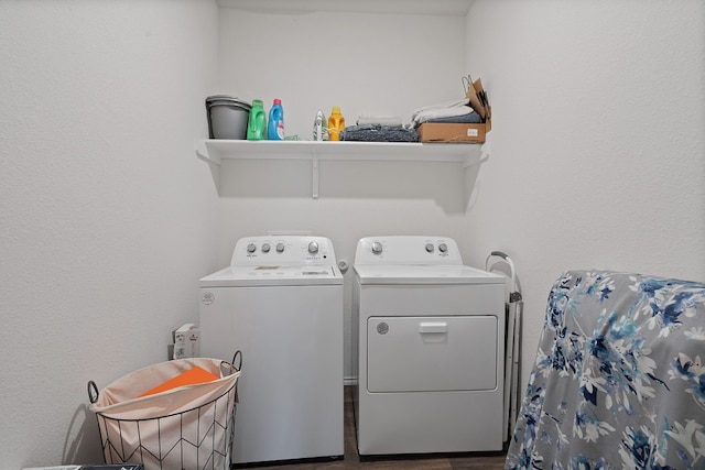 clothes washing area with independent washer and dryer