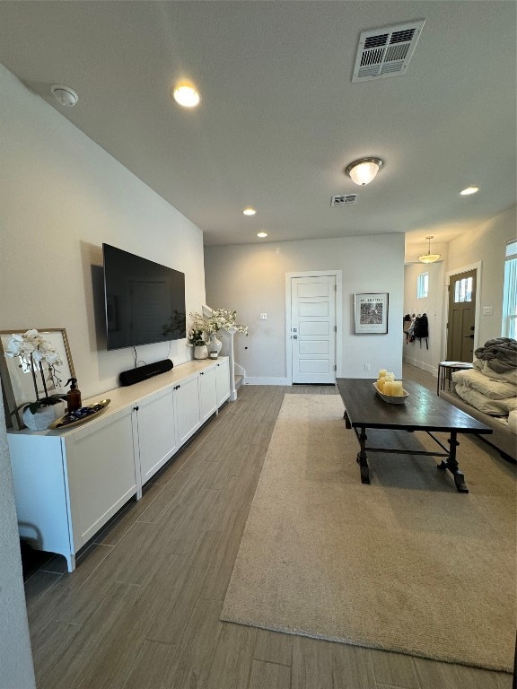 living room with wood-type flooring